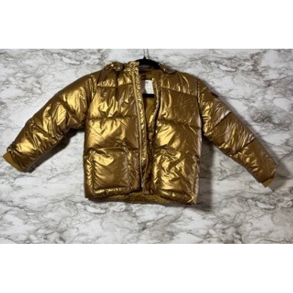 Banana Republic Baby Toddler Puffer Jacket Gold Bronze Metallic Hooded Coat